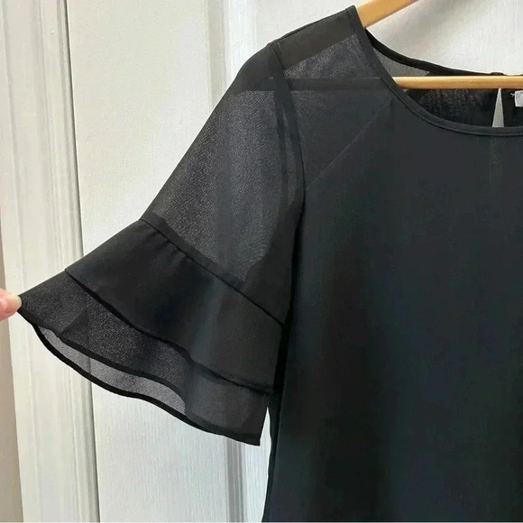 Ricki’s Blouse Short Sleeve Sheer Flowy  Ruffle Sleeves Black Size Small - Picture 6 of 14